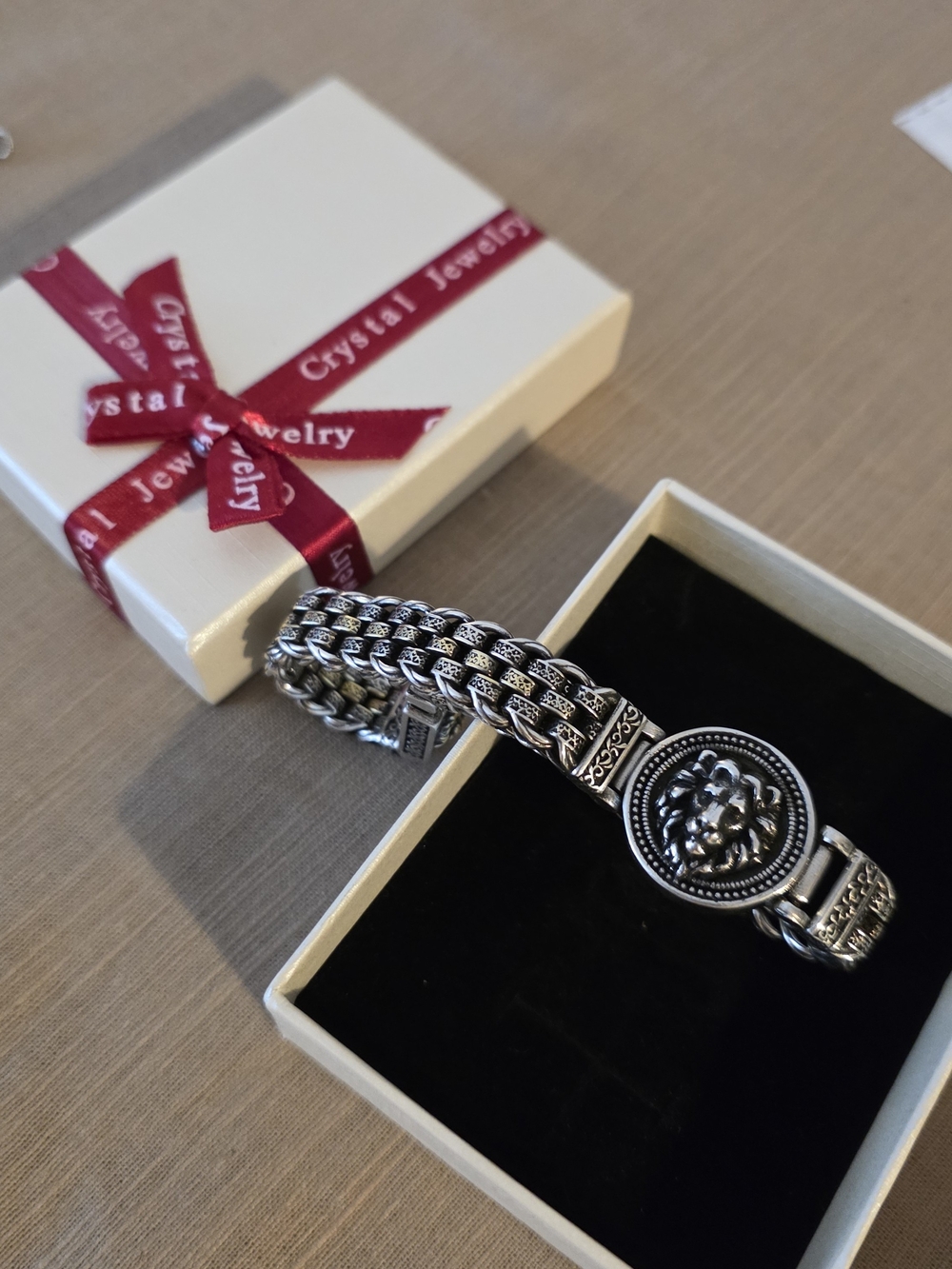 S925 Men's Sterling Silver Lion Head Bracelet - Silver